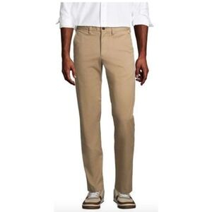 NEW Lands' End Men's 40x40 Chino Pants Khaki Golden Oak Straight Fit Raw Hem